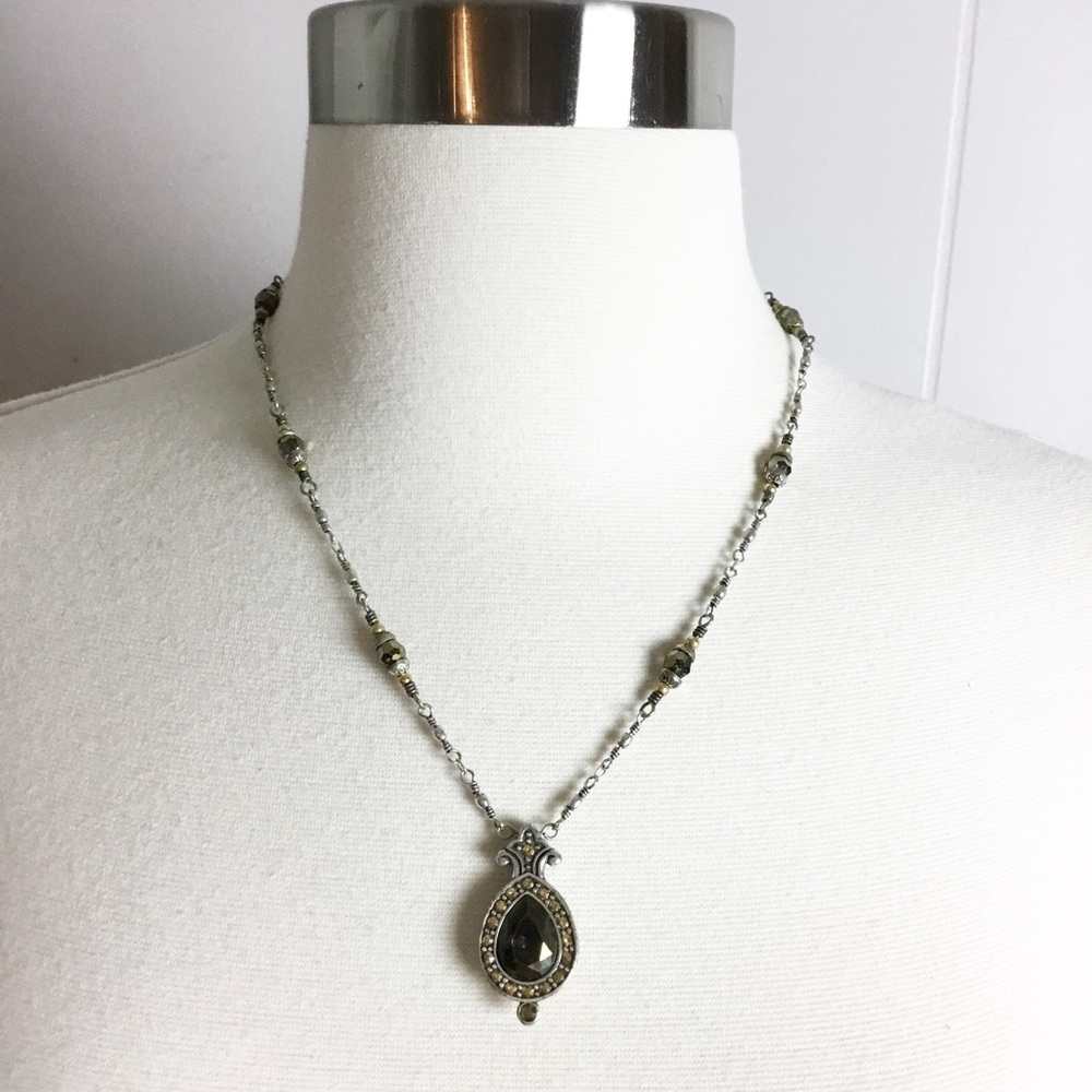 Brighton Amber Green Silver Necklace Adjustable